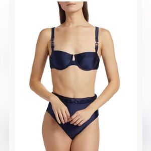 Zimmermann Navy Everley Underwire Balconette Swim Bra 34B / CD Bottom